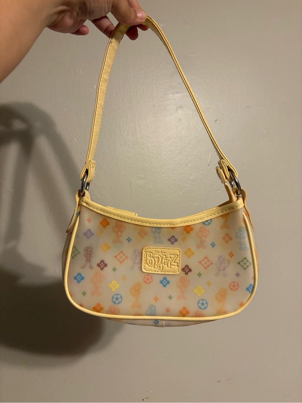 Vintage Bratz Y2K 2004 Yellow Frosted Jelly Monogram Vinyl Bag Purse Handbag
